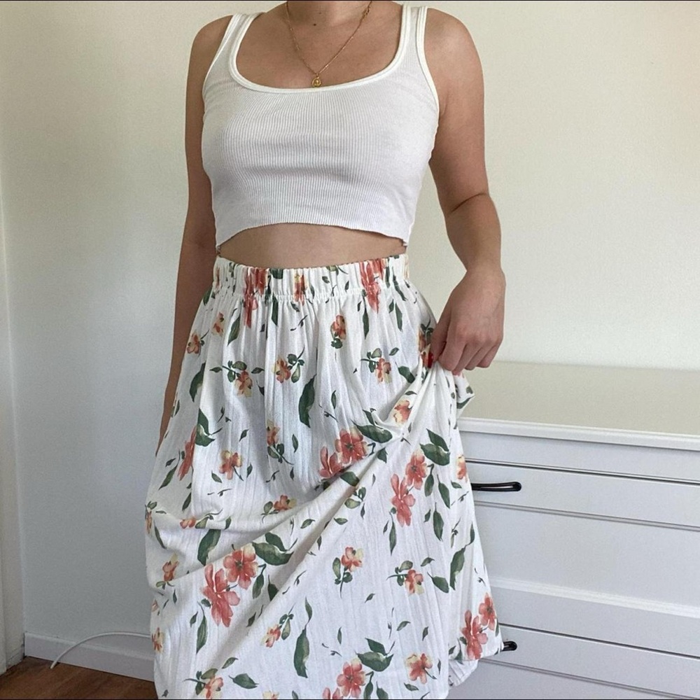 Vintage Floral White Skirt